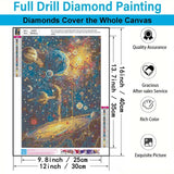 5D Space Scenery Diamond Art Kits for Adults,Full Round Drill Diamond Painting Kits for Beginner Space Landscape,DIY Gem Art and Crafts Paint by Diamonds Planets Scenery,Home Wall Decor 12X16Inch SJDIYSTORE