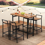 Tangkula 5-Piece Rustic Acacia Wood Outdoor Bar Set for Patio Dining and Relaxation Tangkula