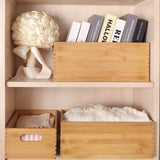 ANMINY Set of 4 Nesting Wooden Crates for Storage, Bamboo Wood Storage Containers Bins, Handmade Natural Large Wooden Storage Boxes Baskets with Handles for Organizing Shelf Closet Cabinet ANMINY