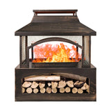 Red Mountain Valley 37in Outdoor Wood Burning Fireplace,2-in-1 Large Fire Pit with Log Grate and Poker for Outside,Outdoor Chimney Fireplace with Firewood Racks Storage for Patio, Garden and Backyard RED MOUNTAIN VALLLEY