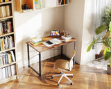 Casaottima 40 Inch Small Computer Desk for Home Office, Study Writing Table for Small Spaces, Simple Modern Desk with Headphone Hooks, Rustic Brown Casaottima