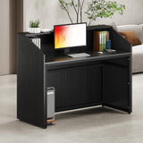 LITTLE TREE 47-Inch Reception Desk with Counter, Black Front Desk Reception Room Table, Retail Counter for Checkout, Modern Welcome Desk for Lobby, Office, Beauty Salon LITTLE TREE