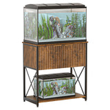 Piskyet 20-29 Gallon Fish Tank Stand,Metal Frame Aquarium Stand,Cabinet for Fish Tank Accessories,350Lbs,Rustic Brown Piskyet