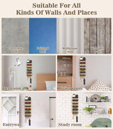 MoKo Sunglass Organizer Storage Rack, 6 Tiers Rustic Wood Sunglasses Display Rack with 3 Hooks, Wall Mounted Sunglass Storage for Entryway Living Room Bedroom, Wood + Black MoKo