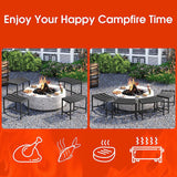 Mingyall Heavy Duty Curved Fire Pit Bench Set of 4, Metal Outside Seating, Outdoor Steel Backless Benches for Garden, Patio, Porch, Backyard, Plant Stand Mingyall