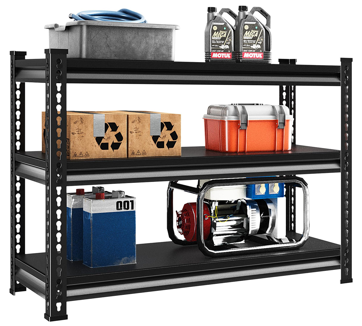 Rufokisa 3-Tier Heavy Duty Garage Shelving, 36" Metal Shelving Unit, 1320 lbs Load Capacity, Industrial Style, 40"W x 18"D x 36"H Rufokisa
