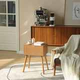 Fluted Nightstand, Small Bedside Table with Storage Drawer, Accent End Table Living Room for Bedroom and Small Space, Brown AWASEN