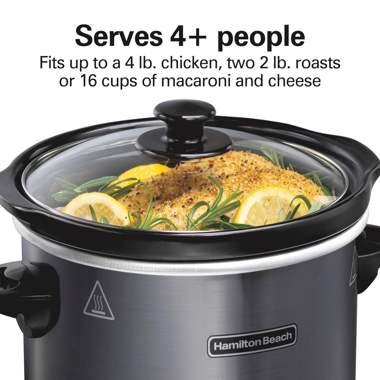 Hamilton Beach 4-Quart Slow Cooker with 3 Cooking Settings, Dishwasher-Safe Stoneware Crock & Glass Lid, Brushed Gray(33240) Hamilton Beach