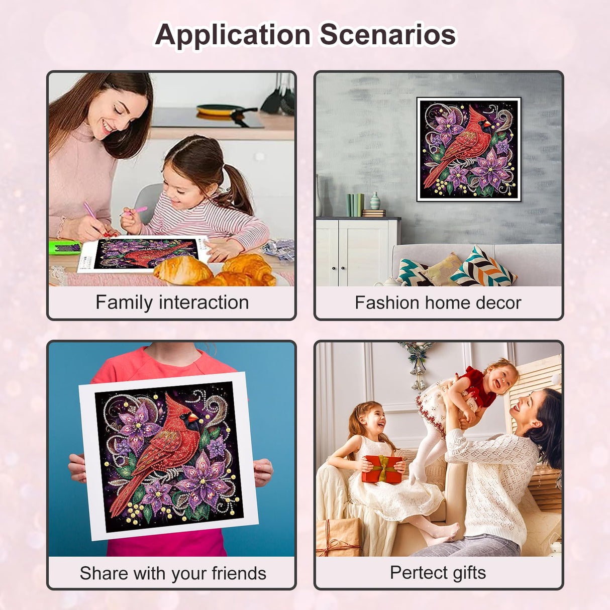 Acudotr Diamond Painting Kits for Adults Cardinal, 5D Special Shape Diamond Art Kits for Beginners, Crystal Rhinestones Diamond Painting for Home Wall Decoration, 12×12 Inch Acudotr