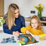 GDYEEH DIY 5D Sun and Moon Diamond Art Kits, Colourful Flowers Round Full Drill Sparkling Diamond Painting Picture, Diamond Painting Art Kits Craft for Adults Beginners, Home Wall Decor 12x12 inch GDYEEH