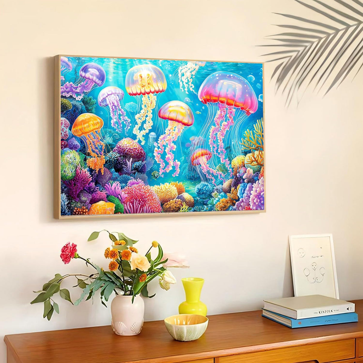 mrpwnle Diamond Art Kits for Adults, Glowing Jellyfish Diamond Painting Kits for Beginners, 5D Diamonds Painting, DIY Full Drill Gem Art Crafts Kit Home Wall Decor Gifts 16x12 inch mrpwnle