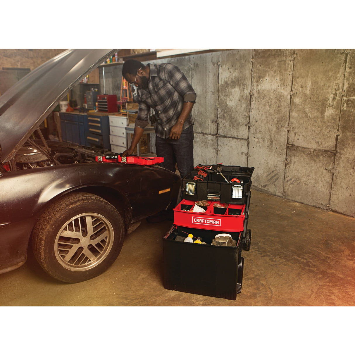 CRAFTSMAN 22-in. Rolling Tool Box with Wheels, Black, Plastic, Lockable (CMST20880) CRAFTSMAN