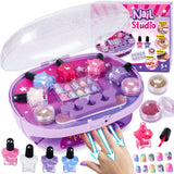Golray Kids Nail Polish Set for Girls, All-in-One Nail Art Kit - Dryer/ Glitter Powder/ False Nails/ Nail Decals/ Toe Separator/File, Age 3-12 Little Girl Gift Toys Golray