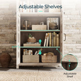 LINSY HOME Farmhouse Bookcases with Doors, Floor Standing 6-Shelf Display Storage Shelves, 72 in Tall Bookshelves for Home Office, Living Room, Light Gray LINSY HOME