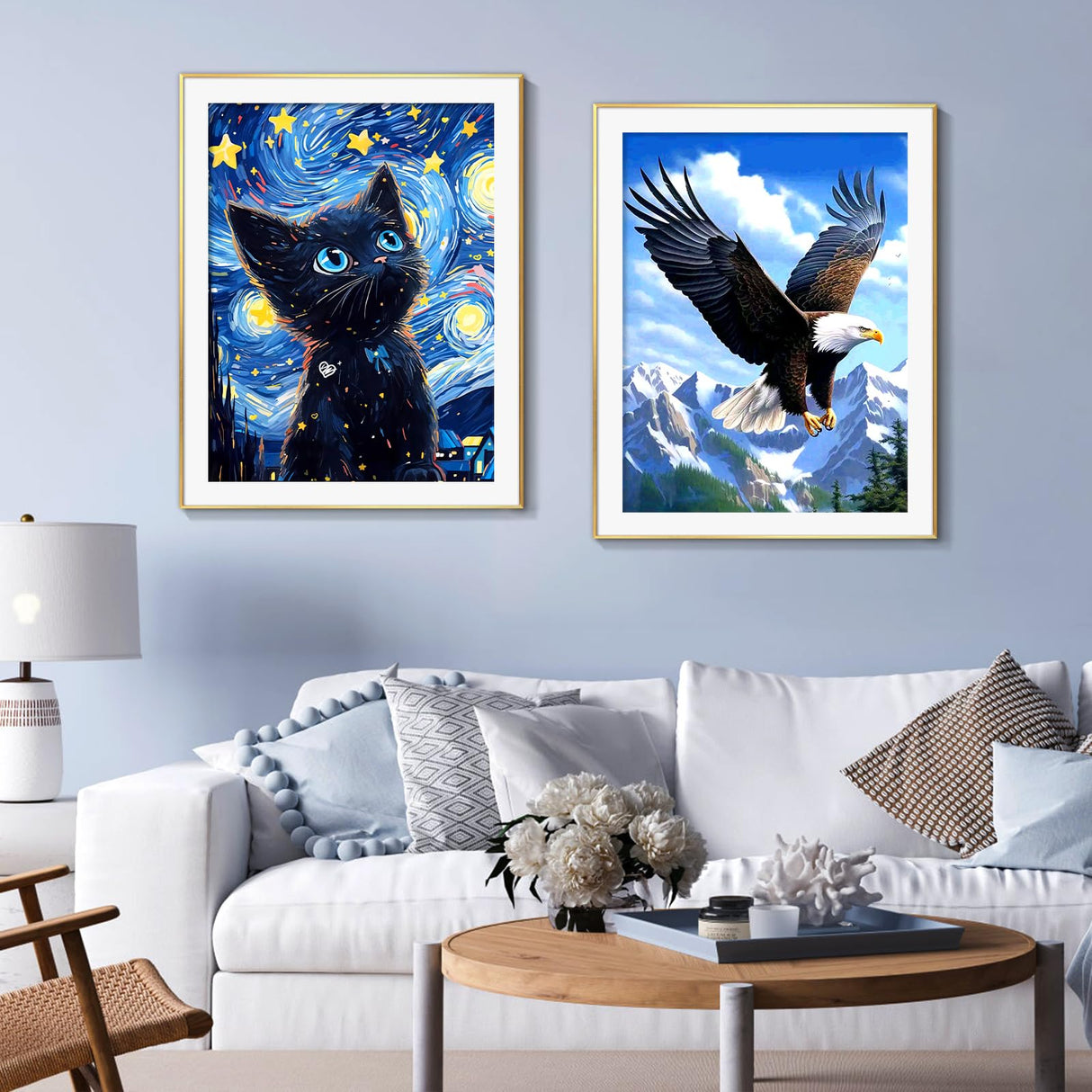 SANYUN Cat Diamond Art Kits for Adults,Starry Night Diamond Painting Kits, Animals Paint by Diamonds Pictures for Beginners Teenagers,Perfect for Home Office Decor 12x16 inch SANYUN