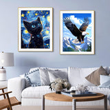 SANYUN Cat Diamond Art Kits for Adults,Starry Night Diamond Painting Kits, Animals Paint by Diamonds Pictures for Beginners Teenagers,Perfect for Home Office Decor 12x16 inch SANYUN