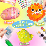 Kiditos Rockin' Rock & Shell Painting- Treasure Painting Kit,Arts and Crafts for Kids 4-12, Kids Painting Set, DIY Arts & Crafts Toys for Boys Girls Birthday Party Activities Gifts Kiditos
