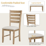 6-Piece Dining Table Set with Bench for 6 Rectangular Kitchen Table Set with 4 Chairs & Bench Retro Dining Room Table and Chairs for Kitchen, Dining Room (Natural) Bellemave