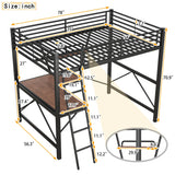 Full Size Loft Bed with Desk and Storage Shelf, Heavy Duty Loft Bed Full Size, Full Loft Bed with Guardrail, Full Loft Bed for Kids, Teens, Full Size Loft Bed Black Bellemave