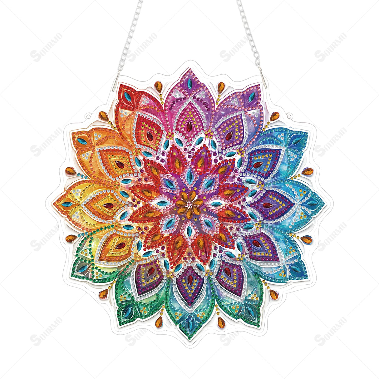 SOURMO Hanging Diamond Art Painting Pendant Mandala Pattern, DIY Double Sided Acrylic Diamonds Painting Board Kit for Adults (Mandala-1) SOURMO