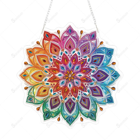 SOURMO Hanging Diamond Art Painting Pendant Mandala Pattern, DIY Double Sided Acrylic Diamonds Painting Board Kit for Adults (Mandala-1) SOURMO