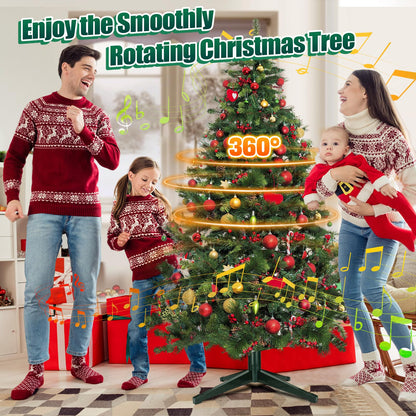 360° Rotating Christmas Tree Stand - Christmas Tree Spinner with Music, Stable Artificial Tree Stands Base Holder for Up to 8ft 100lb Xmas Trees