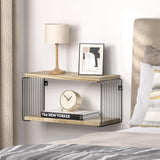 Adowes Modern Geometric Floating Nightstand - 2 Tier Carbonized Black Wall-Mounted Bedside Table Adowes