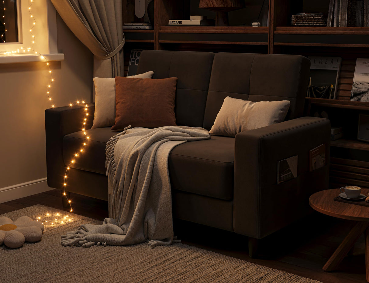 Txtin's Loveseat Sofa 53" Small Couches for Small Spaces 2 Seater Mini Couch for Bedroom Comfy Modern Love Seat for Apartment Office Living Room Brown Txtin's