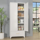 Metal Storage Cabinet with Drawers,75Inch White Pantry Cabinets for Kitchen Storage with 3 Adjustable Shelves,Tall Kitchen Pantry Cabinet for Living Room, Dining Room Office SteeLoong