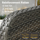 ovios 4 Pieces Patio Furniture Set, Outdoor Wicker Sofa with Coffee Table, Chairs, All Weather High Back Rattan Loveseat Couch with Comfy Cushions, Denim Blue ovios