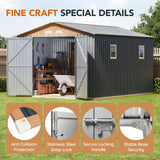 10x12x7.4FT Multi-Used Shed & Outdoor Storage Shed with Lockable Doors, Windows and Vents, Extra Large Metal Tool Shed for Garden, Backyard, Patio, Utility, and Various Storage Shed(Matte Gray) Verdeluxe