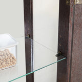 HRVEOCEI Curio Cabinet with Lighted, Display Cabinet with Glass Doors, Corner China Cabinet with Tempered Adjustable Glass Shelves & Carved Decoration(Brown) HRVEOCEI