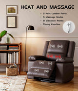 Power Lift Recliner Chair - Heat and Massage, Faux PU Electric Lift Recliner for Elderly & Mobility Impaired, Adjustable Back and Legs, Heavy Duty Lift Chair for Seniors GarveeHome