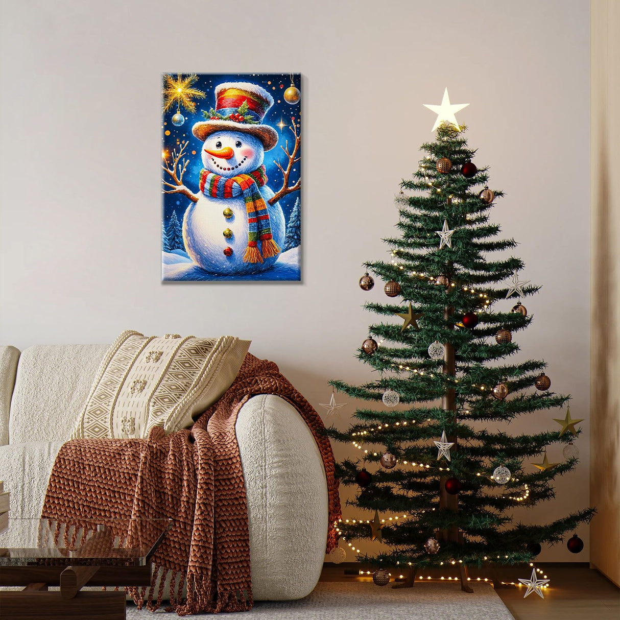 JOOZ Christmas Paint by Numbers Kit for Adults Framed Snowman Paint by Number with Easel Christmas Tree Paint by Number with Frame DIY Christmas Ball Oil Painting Kits for Home Wall Decor 8x12 Inch JOOZ