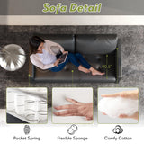 STHOUYN 59” Black Faux Leather Sofa Couch, Modern Comfy Office 2 Seater Couch Loveseat with USB and Tufted Armrest, Small Love Seat Couches for Living Room, Bedroom, Apartment STHOUYN