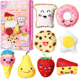 ZOIIWA 16 Sets Food Themed Sewing Kit for Kids Fun Craft for Boy Girl Age Felt Fruit Plush Craft Kit Learn to Sew Educational Beginners Sewing Stuffed Ornament for Black to School Classroom Gift ZOIIWA