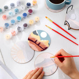 Reallnaive 8 Pcs Mountain Paint by Numbers Kit for Adults Cute Coasters with Holder Mini Paint by Numbers Kits Round Oil Painting Drink Coaster for Small DIY Craft Birthday Gift Reallnaive