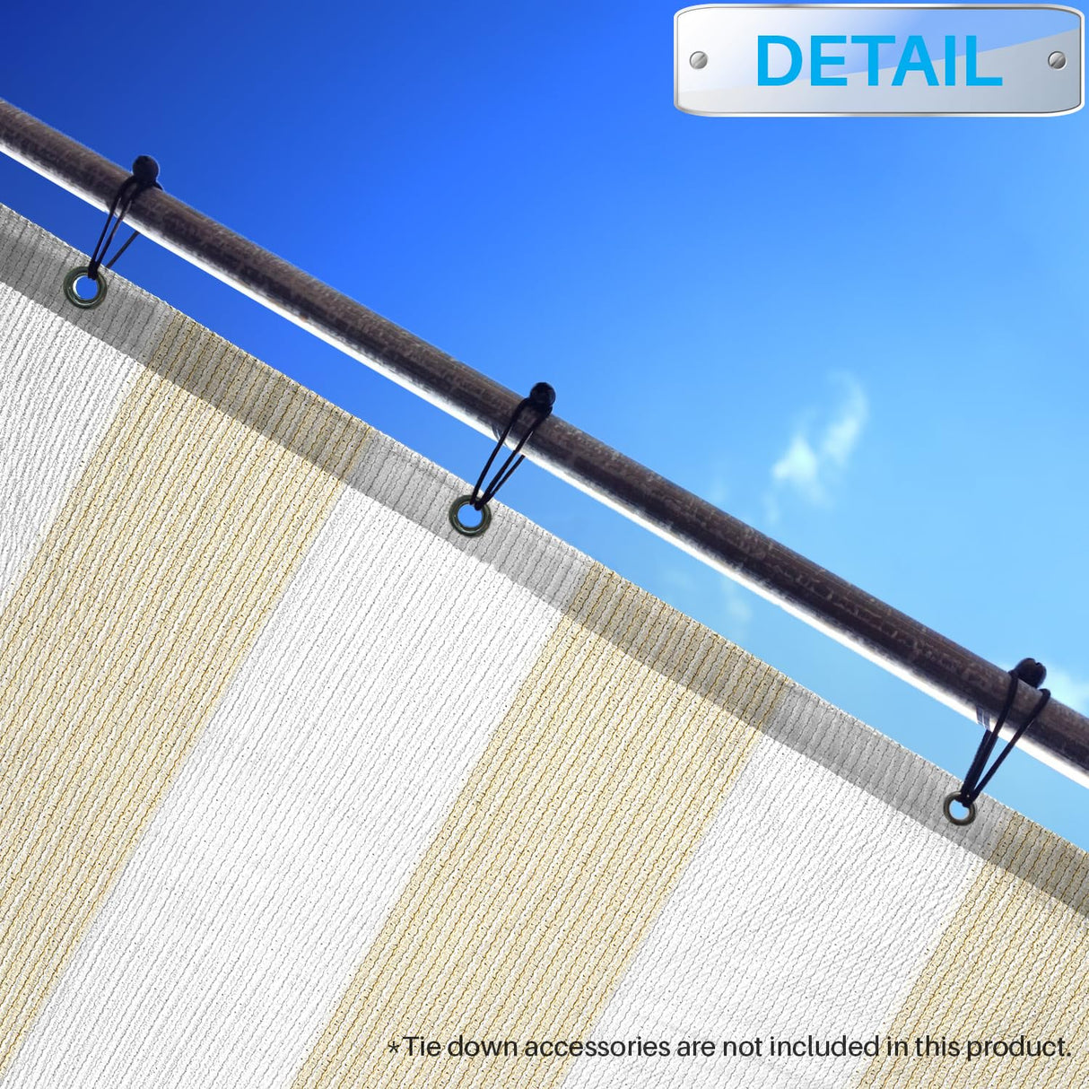 Patio 13' x 18' Straight Edge Sun Shade Sail, Beige White Stripe Shade Sail Canopy Rectangle Outdoor Shade Cloth Pergola Cover UV Block Fabric - Custom Patio