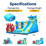 VIVOHOME 7 in 1 Bounce House for Kids, Sea Theme Inflatable Bouncy Castle with Slide, 12x10 FT Inflated Bouncer for Outdoor with Blower, Basketball, Climb, Jump Area, Ball, Water Pool, Hoop VIVOHOME