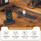 SEDETA L Shaped Desk with 6 Drawer, 108" Home Office Desk with File Drawer & Power Outlet, Corner Computer Desk with Monitor Shelf, Two Person Desk, Gaming Desk with Led Lights, Rustic Brown SEDETA