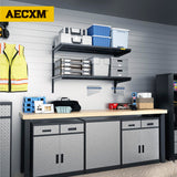 Aecxm 1pack×2 Tier 1.3x3ft Garage Shelving Wall Mounted, 400 lbs Load Capacity,15.6x36inch per Shelf Height Cassette Adjustable Floating Shelves, Black Aecxm