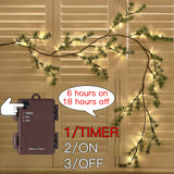 Fudios Lighted Christmas Pine Garland 6FT 48 Warm White LED Battery Operated with Timer for Mantle Fireplace Holiday Winter Decoration Indoor Outdoor Use Fudios