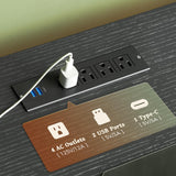 Huuger Dresser for Bedroom With Power Outlets and LED Lights, 7 Drawers TV Stand for 60 Inch TV, Console With Open Shelf, 55 Inches Wide Black, PU Leather Huuger