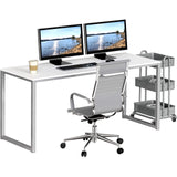 SHW Home Office 55-Inch Computer Desk, 24" Deep, White SHW