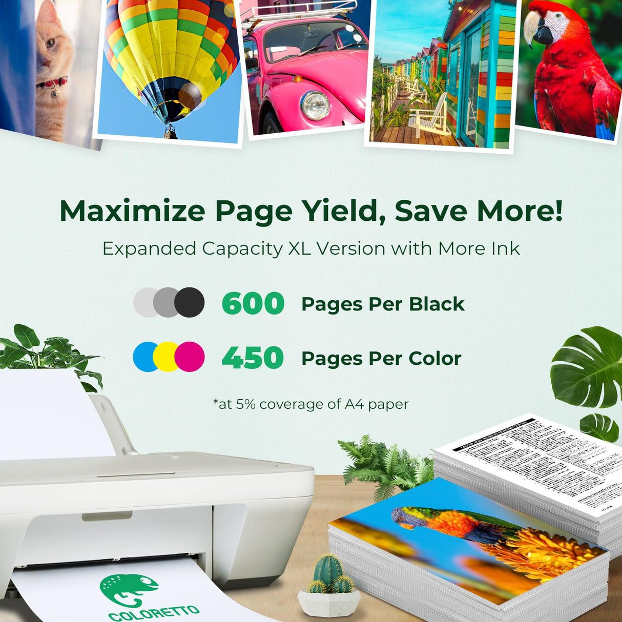 COLORETTO Remanufactured Printer Ink Cartridge Replacement for Canon PG-240XXL CL-241XL 240XL 241XL Combo Pack to use with PIXMA MG3620 MG3600 TS5120 MG2120 MG3520 MX452 MX432 MX512 (1 Black+1 Color) COLORETTO