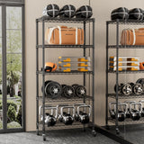 SINGAYE 5 Shelf Adjustable Heavy Duty Storage Shelving Unit with Wheels Steel Organizer Wire Rack Shelves Bathroom Organizers and Shelf Wire Closet Metal Pantry Kitchen Garage 14" DX30 WX70 H Black SINGAYE