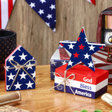 Blulu 5 Pcs Patriotic Table Decor Memorial Day Decorations 4th of July Tiered Tray Decor Wooden Star Sign God Bless America Faux Book Bundle for Independence Labor Day Home Tabletop Bookshelf Blulu