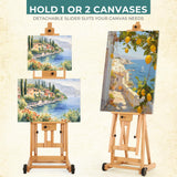 VISWIN Studio H-Frame Easel, Tilting Flat & Adjustable Beech Wood Art Easel for Painting, Movable Large Easel Stand for Adults, Artists, Hold 1 or 2 Canvas up to 78" - Natural VISWIN