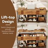 Coffee Tables for Living Room, 47.2 inches Lift Top Coffee Table with Storage, Farmhouse Modern Rustic Brown Living Room Tables EDWINENE