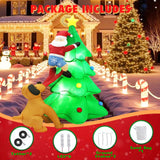 PIPIMOUSE 6FT Christmas Inflatables Tree Outdoor Decoration with LED Lights, Santa Claus Chased by Dog Inflatable Christmas Tree Blow Up Yard Decoration for Patio Lawn Garden Xmas Party Decor PIPIMOUSE